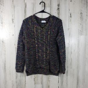 Time and tru colorful knit v-neck sweater women's size small 4-6